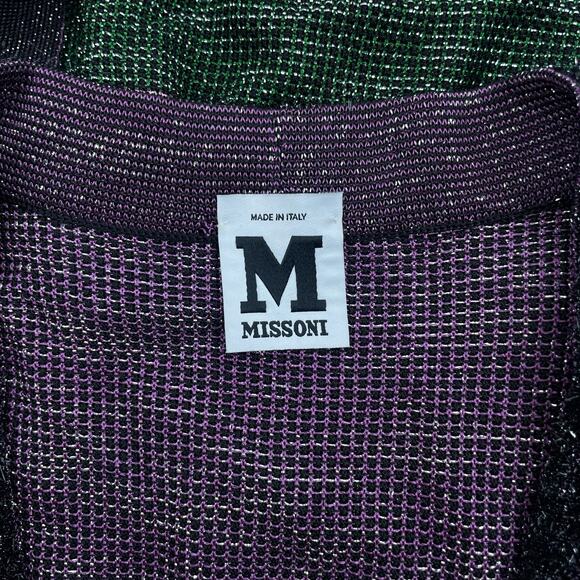 Missoni Metallic Striped Cardigan Color Block Belt Tie Size 6 - Picture 8 of 9